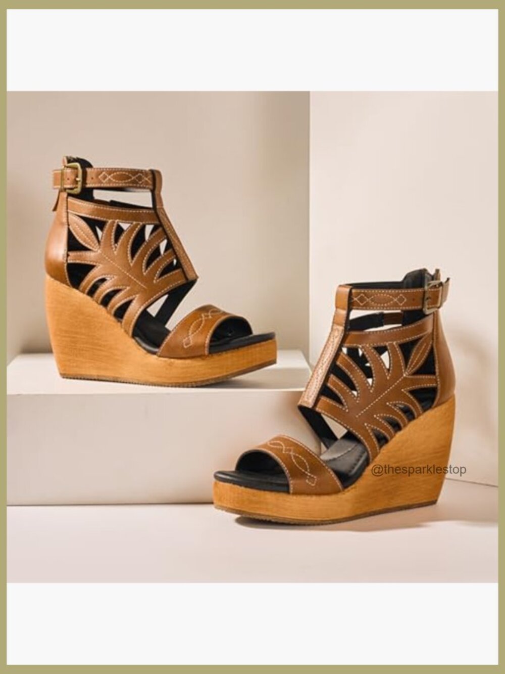 Women's Wedge Sandals with Back Zipper, Comfortable Open Toe Platform Heels - Picture 6 of 7